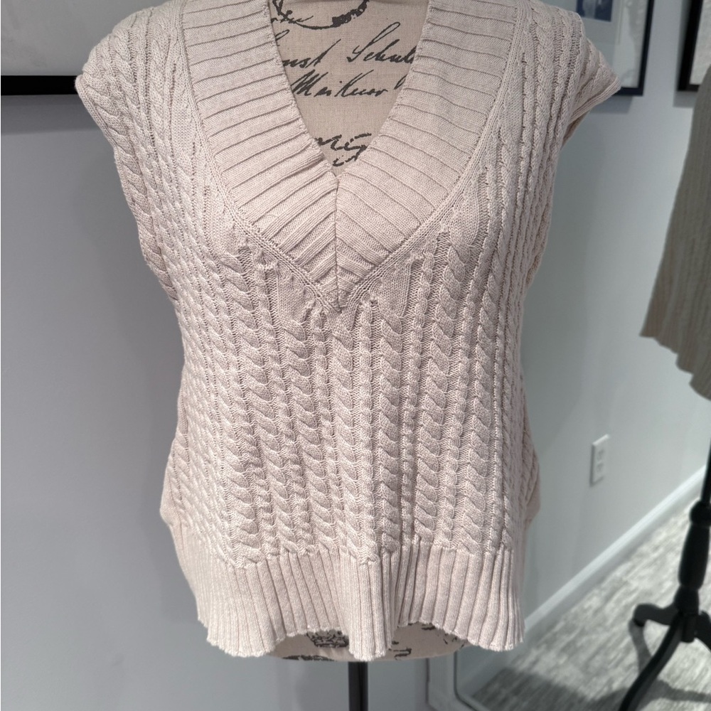 French Connection Cream V-Neck Sweater Vest